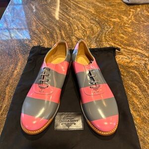Angela Scott Pink and Gray Mr. Smith striped Oxfords